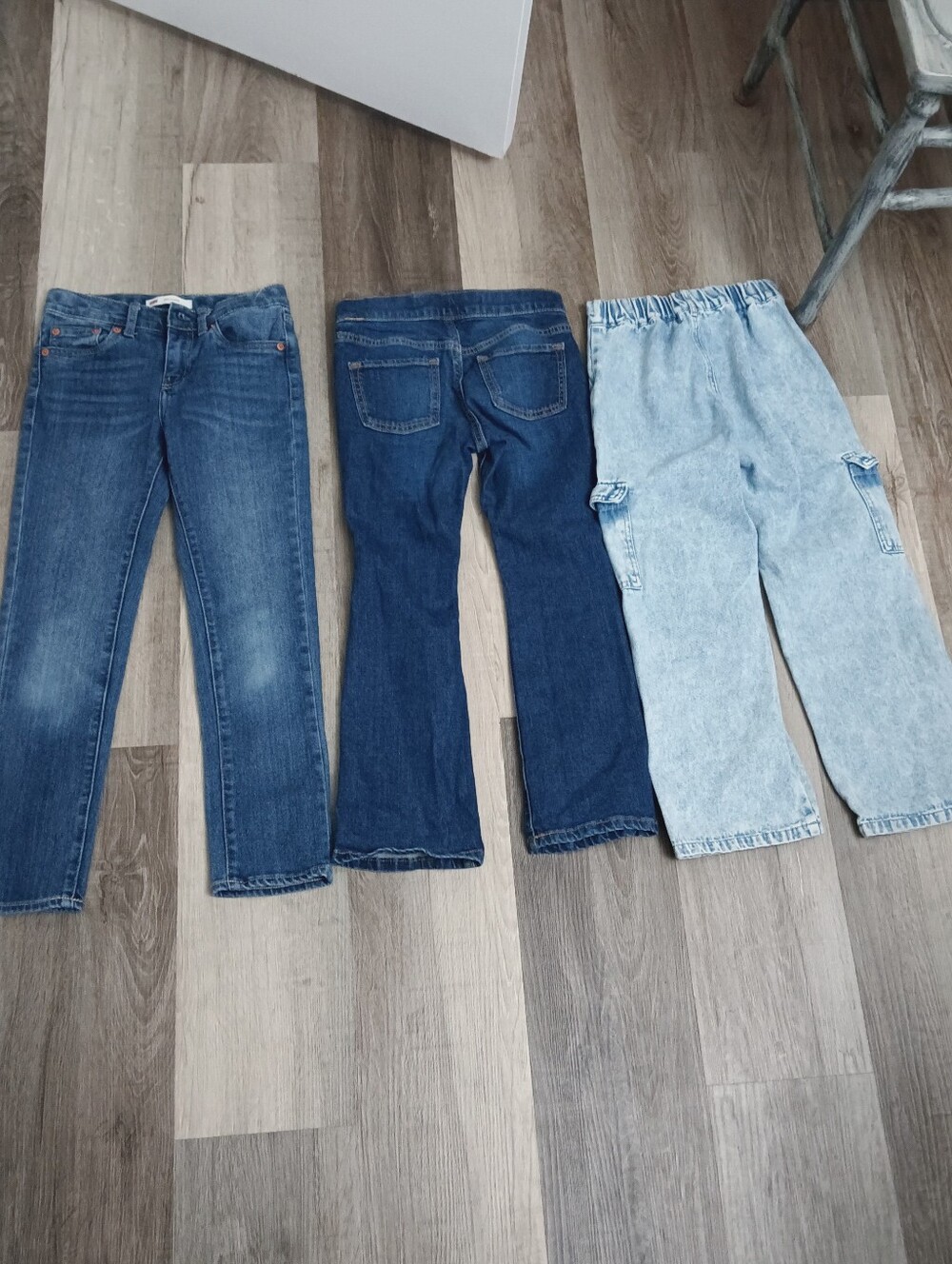 Bundle Of 3 Girls Size 8 Blue Denim Jeans - Classic and Light Wash Options
